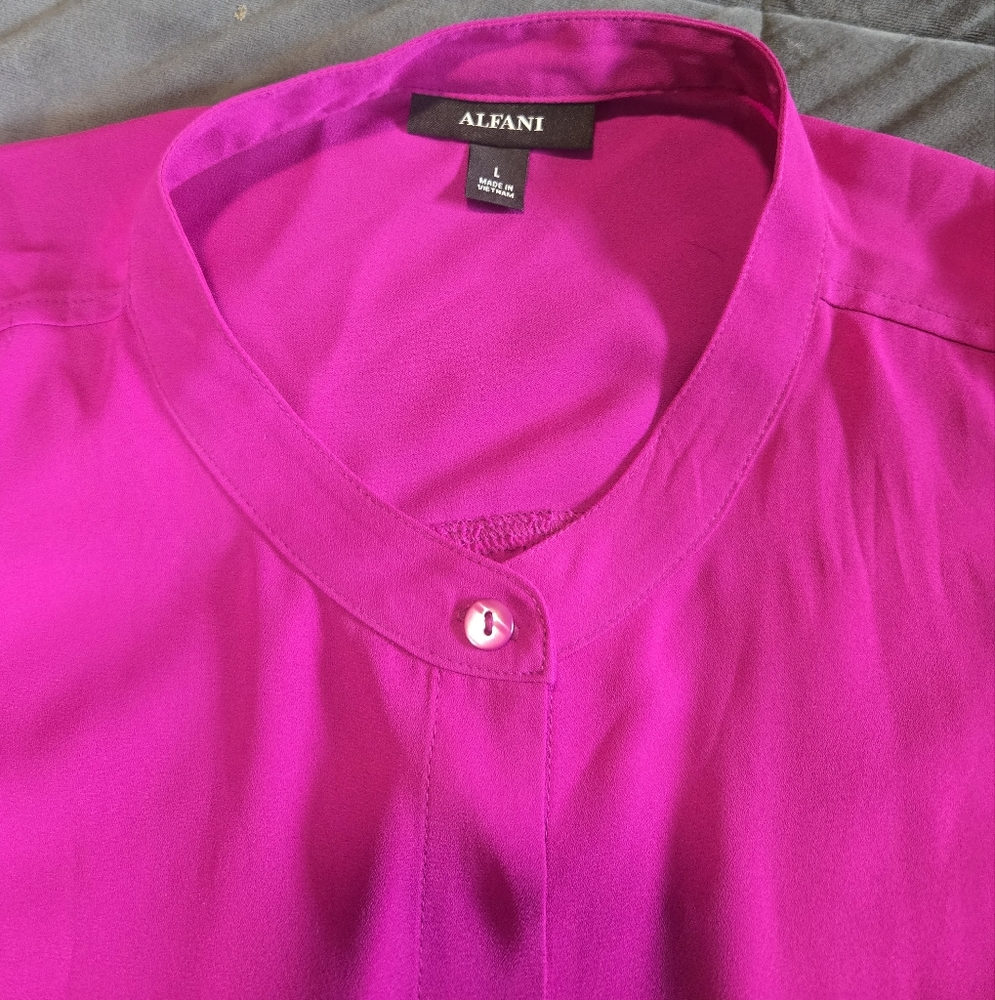 Alfani Fuchsia Button-Up Blouse